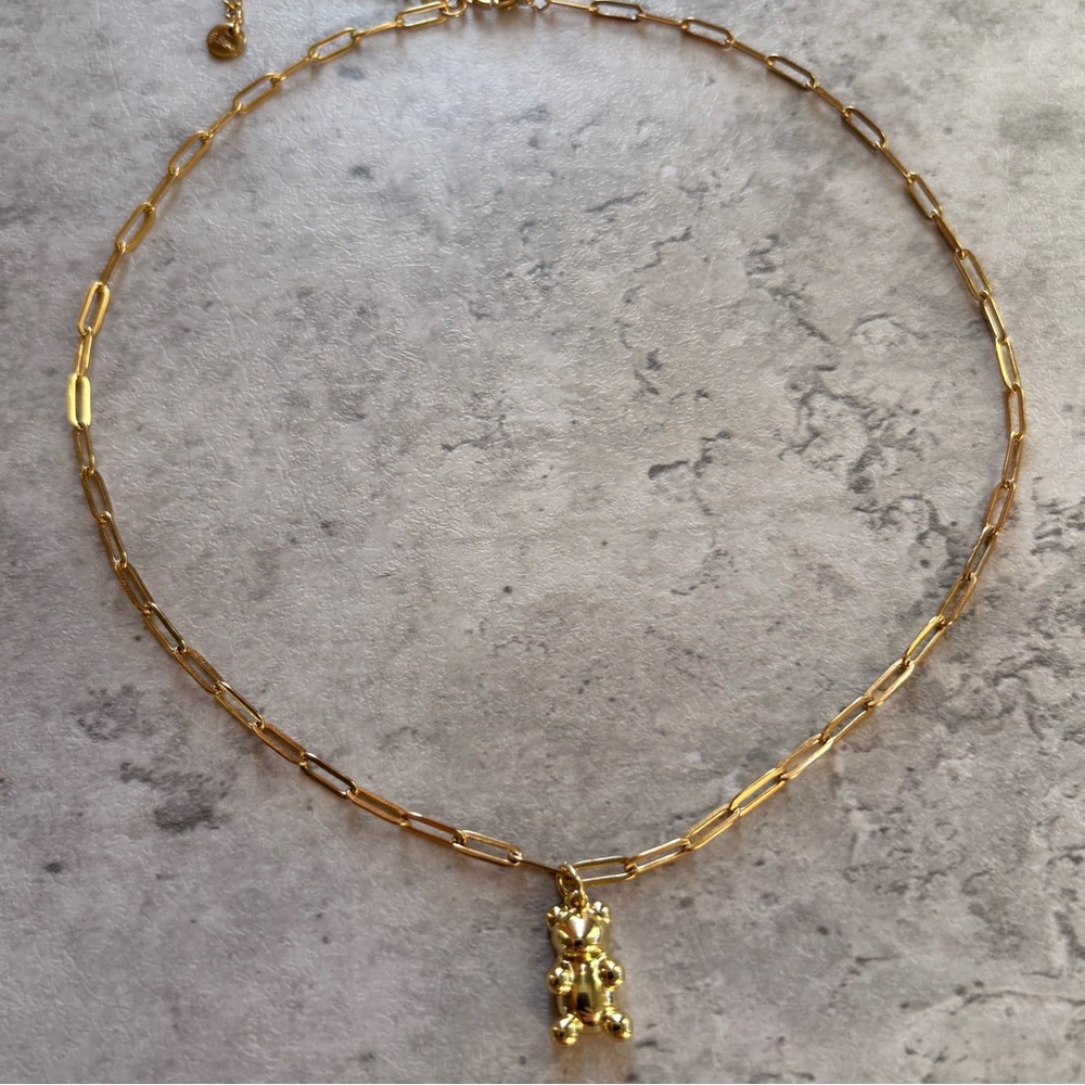18k gold plated teddy  paperclip choker